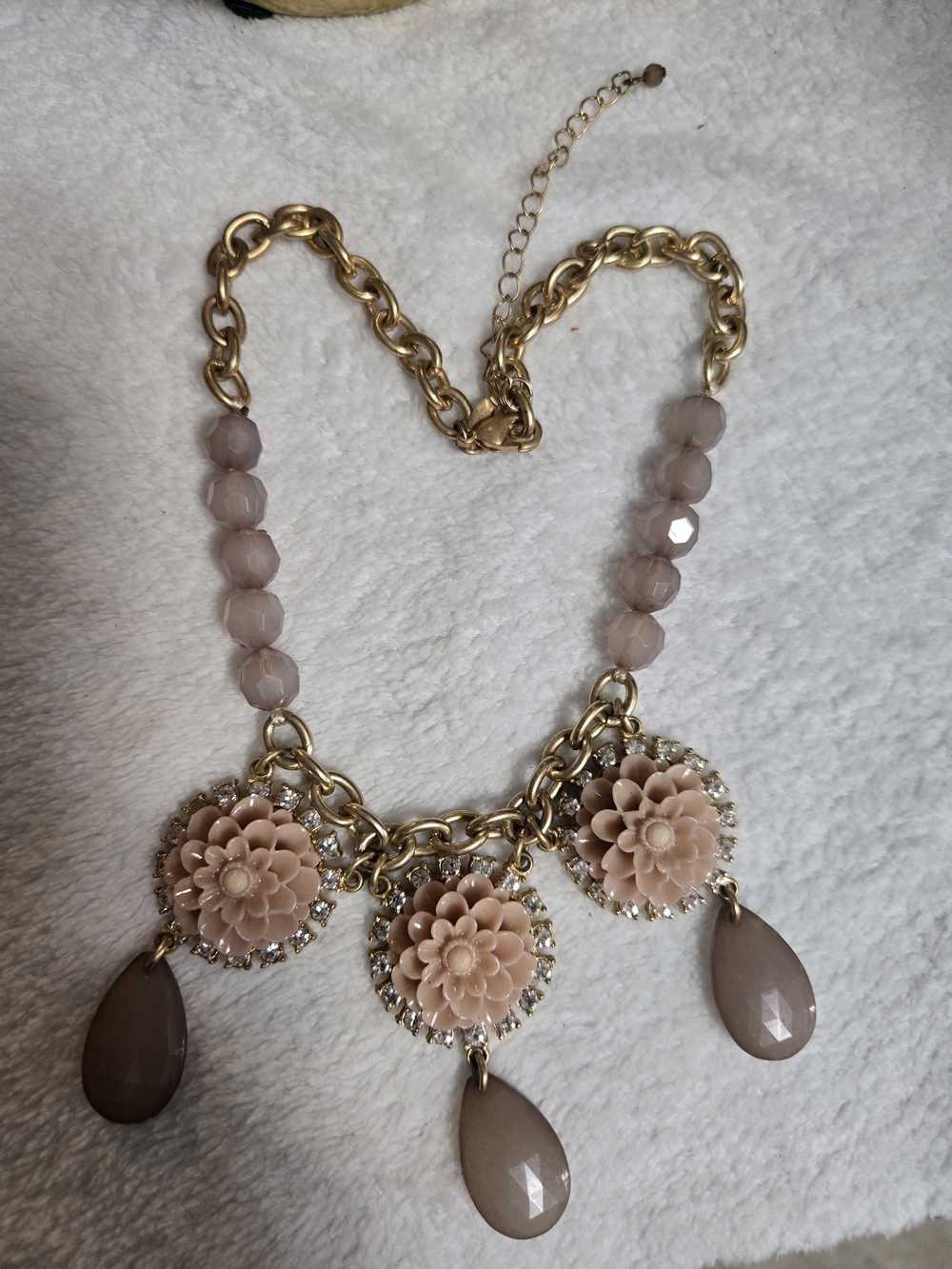 Lia Sophia Gold-Tone Necklace with Blush Pink Floral Drops